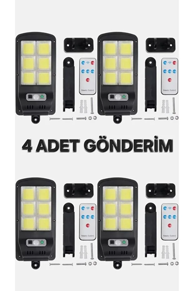 4 Adet Güneş Enerjili Akşam Otomatik Yanan Aydınlatma Projektörü